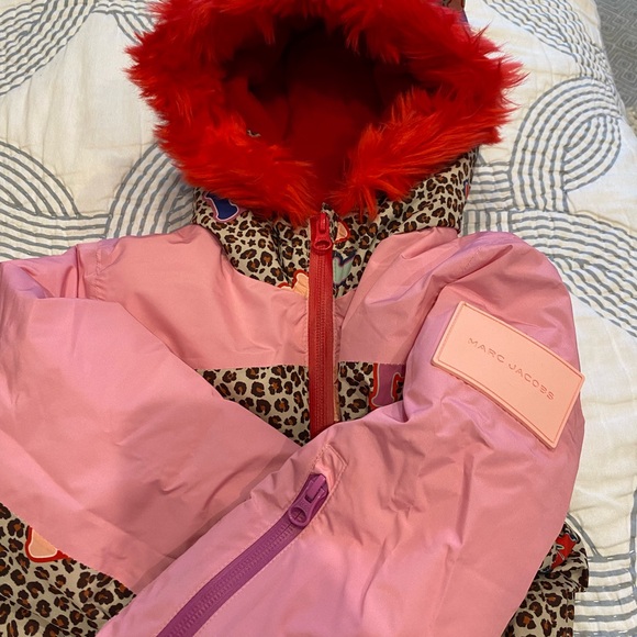 Leopard Print Child Ski Suit with Pink Accents - Picture 4 of 4